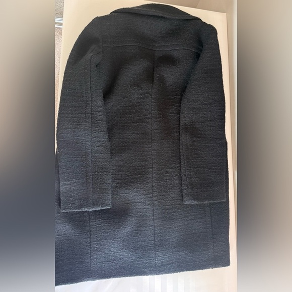 Kate Spade Black Wool Blend Coat Size 6 Colorful Button Fuzzy Textured Mid Lengt - Picture 6 of 6